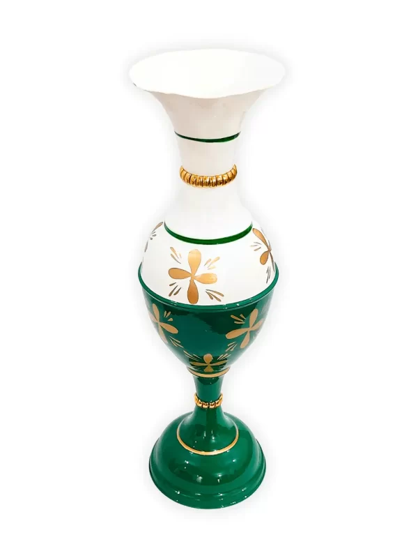 Exquisite 23-Inch Handcrafted Golden Flower Vase by Youngsera - Elegant Floral Design - Green - Image 4