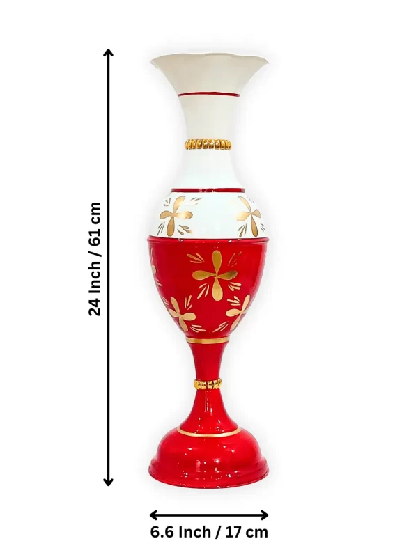 23 Inch Golden Flower Red Size Exquisite 23-Inch Handcrafted Golden Flower Vase by Youngsera - Elegant Floral Design - Red - Image 5