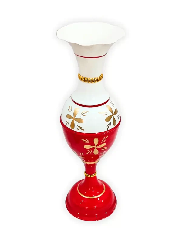 23 Inch Golden Flower Red Top View Exquisite 23-Inch Handcrafted Golden Flower Vase by Youngsera - Elegant Floral Design - Red - Image 4