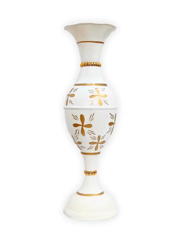 Exquisite 23-Inch Handcrafted Golden Flower Vase by Youngsera - Elegant Floral Design - White - Image 2