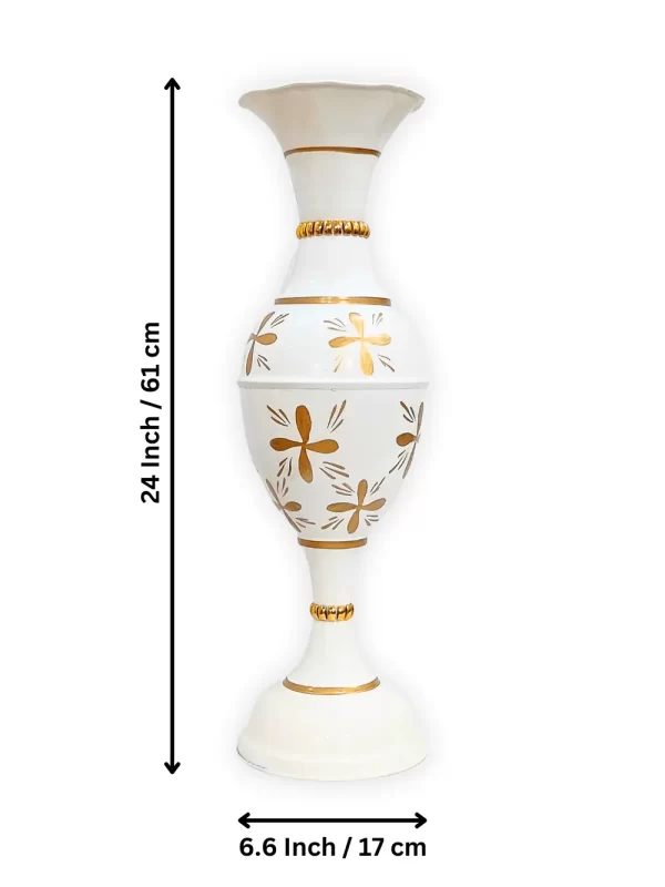 Exquisite 23-Inch Handcrafted Golden Flower Vase by Youngsera - Elegant Floral Design - White - Image 5