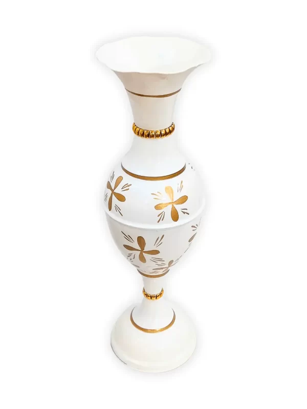 Exquisite 23-Inch Handcrafted Golden Flower Vase by Youngsera - Elegant Floral Design - White - Image 4