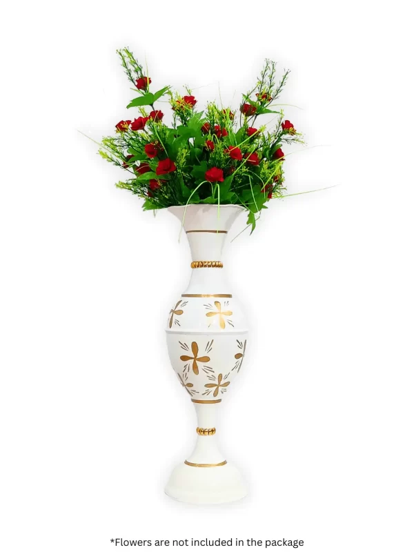 Exquisite 23-Inch Handcrafted Golden Flower Vase by Youngsera - Elegant Floral Design - White - Image 3