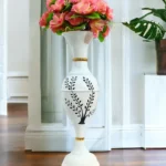 Youngsera Handmade 23-Inch Metal Flower Vase: Elevate Your Home Decor with Golden Tree Design - White