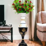 Exquisite 23-Inch Handcrafted Golden Flower Vase by Youngsera - Elegant Floral Design - Black