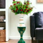 Exquisite 23-Inch Handcrafted Golden Flower Vase by Youngsera - Elegant Floral Design - Green