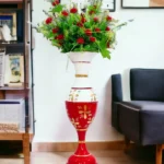 Exquisite 23-Inch Handcrafted Golden Flower Vase by Youngsera - Elegant Floral Design - Red