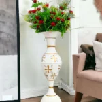 Exquisite 23-Inch Handcrafted Golden Flower Vase by Youngsera - Elegant Floral Design - White