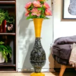Youngsera 23-Inch Handmade Marble Design Surahi Flower Vase Perfect For Home Decor - Black