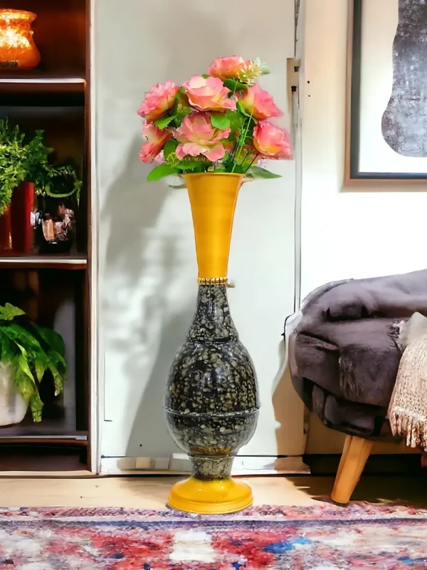 24 Inch Lifestyle Surahi Marble Black 3 Youngsera 23-Inch Handmade Marble Design Surahi Flower Vase Perfect For Home Decor - Black - Image 1