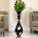 Youngsera 23-Inch Handmade Table Decor Patta Design Surahi Flower Vase Perfect For Home Decor - Black