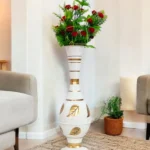 Youngsera 23-Inch Handmade Table Decor Patta Design Surahi Flower Vase Perfect For Home Decor - White