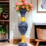 Youngsera - Timeless Beauty: Handcrafted Marble Flower Vase | 23 Inch Height | Perfect for Home decor, Living room, Dining table - Black