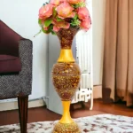 Youngsera - Timeless Beauty: Handcrafted Marble Flower Vase | 23 Inch Height | Perfect for Home decor, Living room, Dining table - Golden Brown