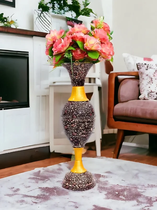 Youngsera - Timeless Beauty: Handcrafted Marble Flower Vase | 23 Inch Height | Perfect for Home decor, Living room, Dining table - Coffee - Image 1