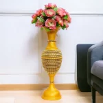 Youngsera 24-Inch Flower Vase: Elegantly Designed with Full Golden Chain for Exquisite Home Decor - Golden