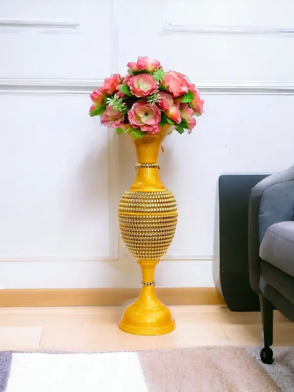 Youngsera 24-Inch Flower Vase: Elegantly Designed with Full Golden Chain for Exquisite Home Decor - Golden - Image 1