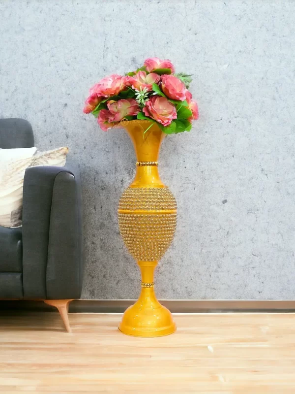 Fancy Flower Vase for Home Decoration 2 Feet Height Metal Vase | Fill Empty Space in Your Home | Golden - Image 7