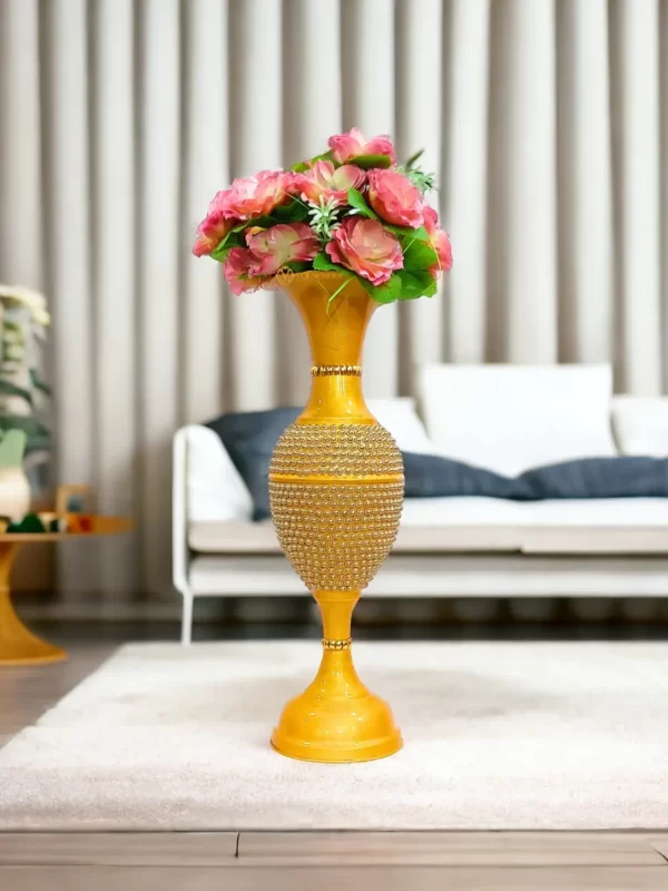 Fancy Flower Vase for Home Decoration 2 Feet Height Metal Vase | Fill Empty Space in Your Home | Golden - Image 1