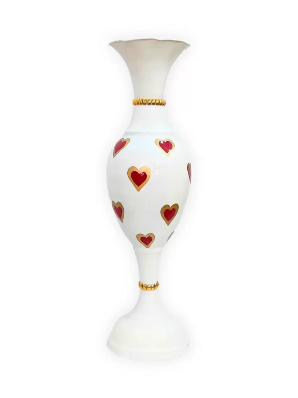 Youngsera Handmade 24-Inch Flower Vase with Red Heart Design, Perfect for Home Decoration and Adding a Touch of Glamour and Romance to Your Living Space - White - Image 2