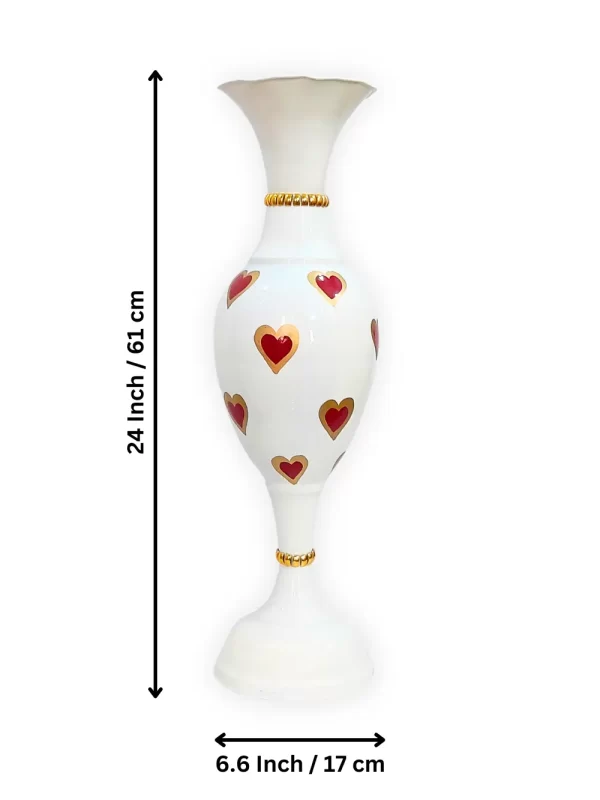 Youngsera Handmade 24-Inch Flower Vase with Red Heart Design, Perfect for Home Decoration and Adding a Touch of Glamour and Romance to Your Living Space - White - Image 5
