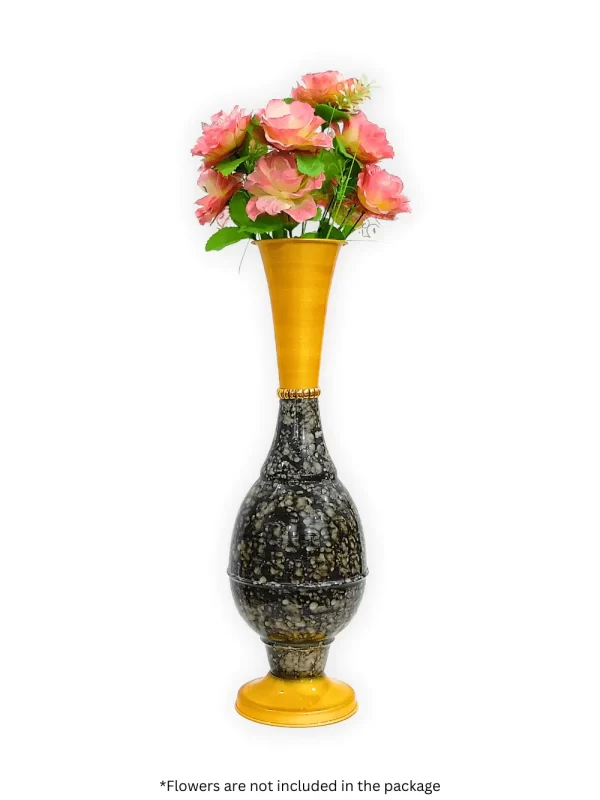 Youngsera 23-Inch Handmade Marble Design Surahi Flower Vase Perfect For Home Decor - Black - Image 3