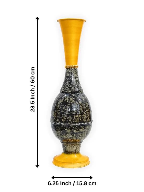 Youngsera 23-Inch Handmade Marble Design Surahi Flower Vase Perfect For Home Decor - Black - Image 5