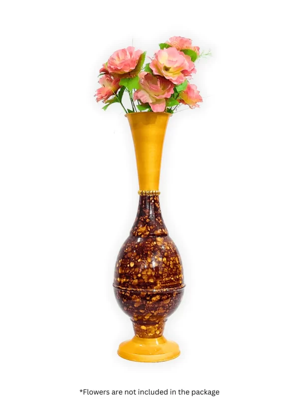 Youngsera 23-Inch Handmade Marble Design Surahi Flower Vase Perfect For Home Decor - Brown - Image 3