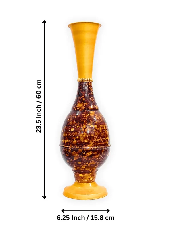 Youngsera 23-Inch Handmade Marble Design Surahi Flower Vase Perfect For Home Decor - Brown - Image 5