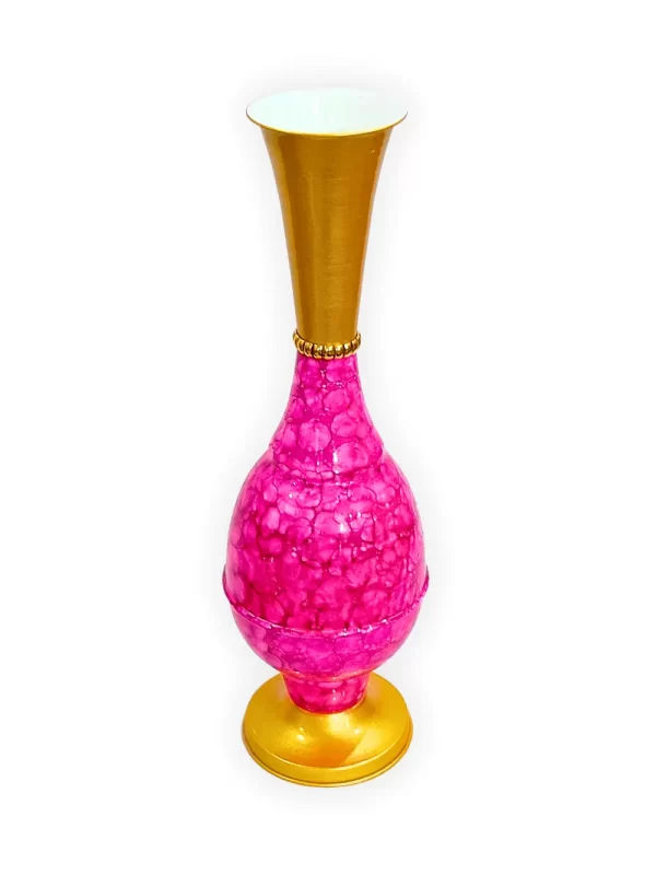 Youngsera 23-Inch Handmade Marble Design Surahi Flower Vase Perfect For Home Decor - Pink - Image 4