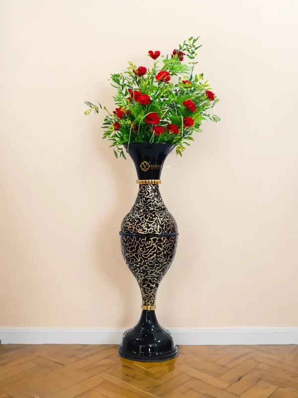 23 inch embose black lifestyle 2 Youngsera 23 Inch Handmade Table Decor Flower Vase Perfect For Home Decor, Gifting, Centerpiece - Black - Image 1