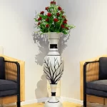 Youngsera Flower Vase For Artificial Flowers Home Décor Office Living Room Bedroom Table Decoration Item 24 Inch Vase - Silver