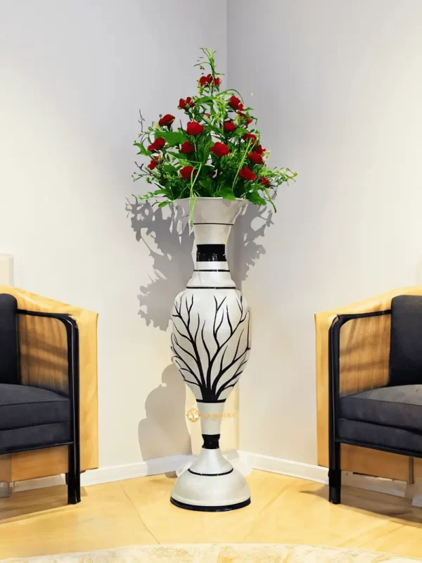 Youngsera Flower Vase For Artificial Flowers Home Décor Office Living Room Bedroom Table Decoration Item 24 Inch Vase - Silver - Image 1