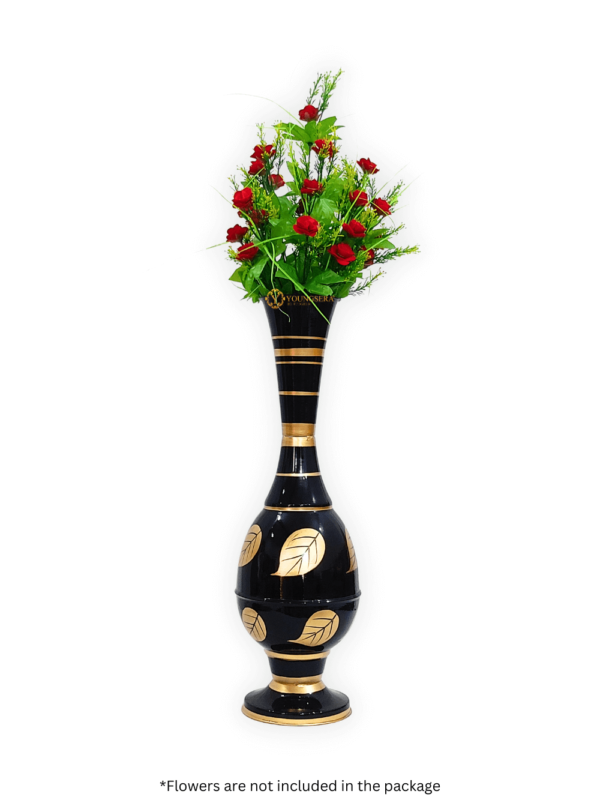 Youngsera 23-Inch Handmade Table Decor Patta Design Surahi Flower Vase Perfect For Home Decor - Black - Image 3