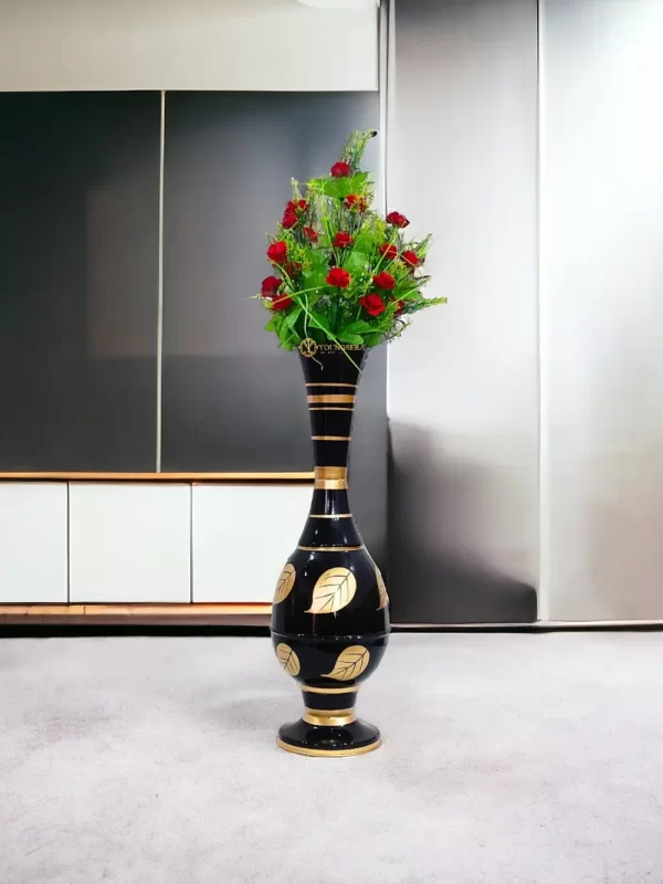 Youngsera 23-Inch Handmade Table Decor Patta Design Surahi Flower Vase Perfect For Home Decor - Black - Image 6