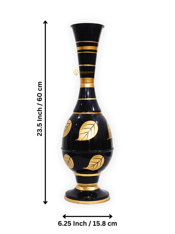 Youngsera 23-Inch Handmade Table Decor Patta Design Surahi Flower Vase Perfect For Home Decor - Black - Image 5