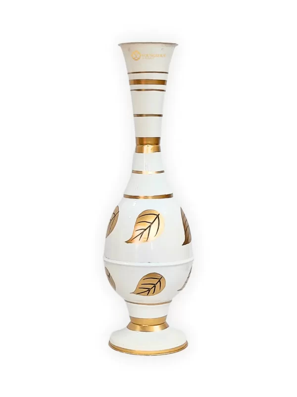 Youngsera 23-Inch Handmade Table Decor Patta Design Surahi Flower Vase Perfect For Home Decor - White - Image 2