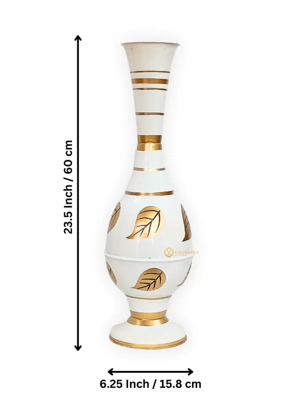 Youngsera 23-Inch Handmade Table Decor Patta Design Surahi Flower Vase Perfect For Home Decor - White - Image 5