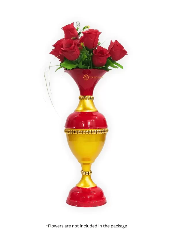 16_ C1 Red & Golden Flower Youngsera Flower Vase for Home Decor Table Decor | Small Size Flower Vase For Table Decor | 16 Inch | Red - Image 3