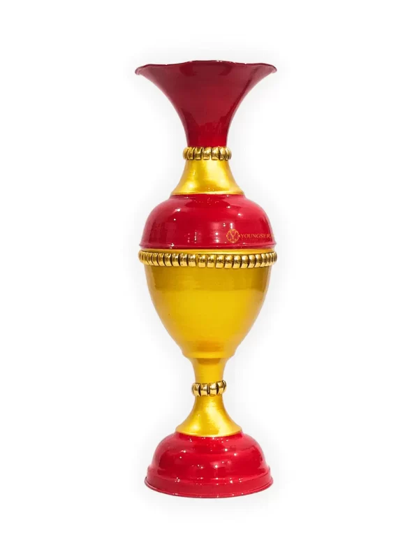 16_ C1 Red & Golden Main Image Youngsera Flower Vase for Home Decor Table Decor | Small Size Flower Vase For Table Decor | 16 Inch | Red - Image 2