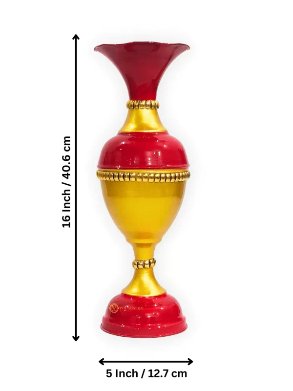 16_ C1 Red & Golden Size Youngsera Flower Vase for Home Decor Table Decor | Small Size Flower Vase For Table Decor | 16 Inch | Red - Image 5