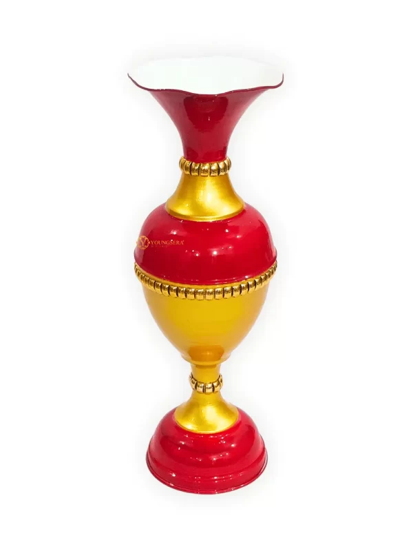 16_ C1 Red & Golden Top View Youngsera Flower Vase for Home Decor Table Decor | Small Size Flower Vase For Table Decor | 16 Inch | Red - Image 4
