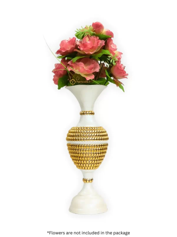 Youngsera Flower Vase for Table Decor | Small Size Full Chain Design Flower Vase For Table Decor | 16 Inch | Silver - Image 3