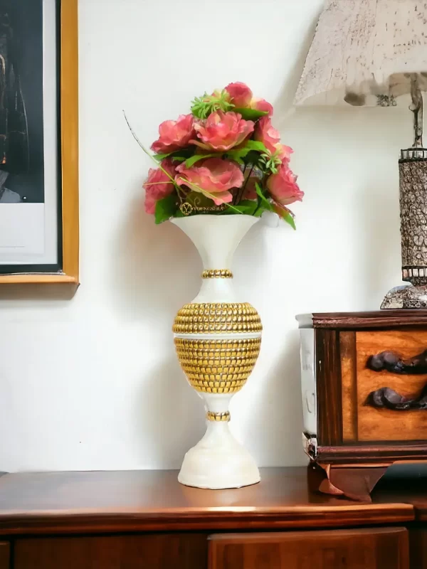 Youngsera Flower Vase for Table Decor | Small Size Full Chain Design Flower Vase For Table Decor | 16 Inch | Silver - Image 6