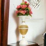 Youngsera Flower Vase for Table Decor | Small Size Full Chain Design Flower Vase For Table Decor | 16 Inch | Silver