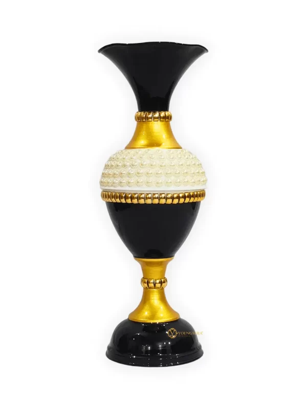 Youngsera Flower Vase for Table Decor | Small Size Half Moti Design Flower Vase For Table Decor | 16 Inch | Black - Image 2