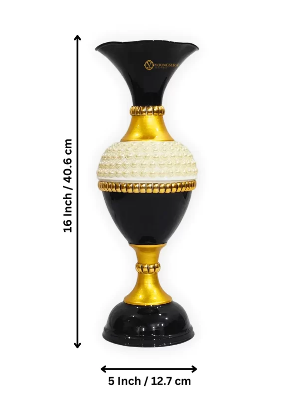 Youngsera Flower Vase for Table Decor | Small Size Half Moti Design Flower Vase For Table Decor | 16 Inch | Black - Image 5