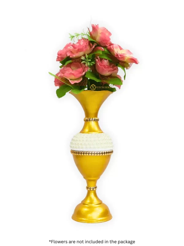 Youngsera Flower Vase for Table Decor | Small Size Half Moti Design Flower Vase For Table Decor | 16 Inch | Golden - Image 3
