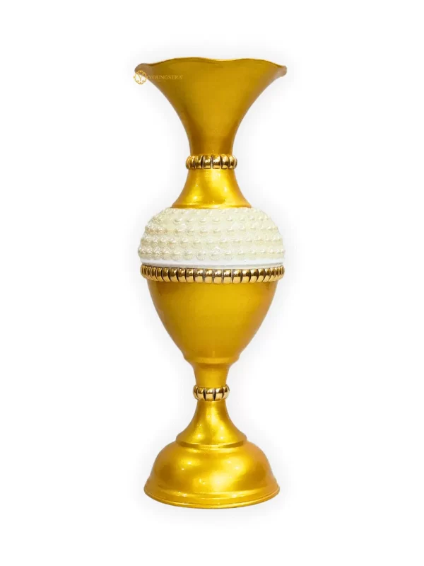 Youngsera Flower Vase for Table Decor | Small Size Half Moti Design Flower Vase For Table Decor | 16 Inch | Golden - Image 2