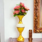 Youngsera Flower Vase for Table Decor | Small Size Half Moti Design Flower Vase For Table Decor | 16 Inch | Golden
